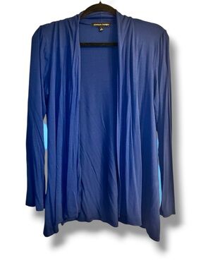 💙 Always Indigo Blue Open Front Cardigan Lightweight Stretch Size L